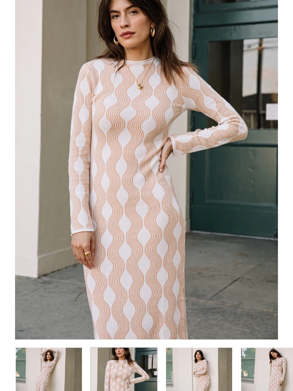 Zulu & Zephyr Tan Wave Knit Cotton Dress